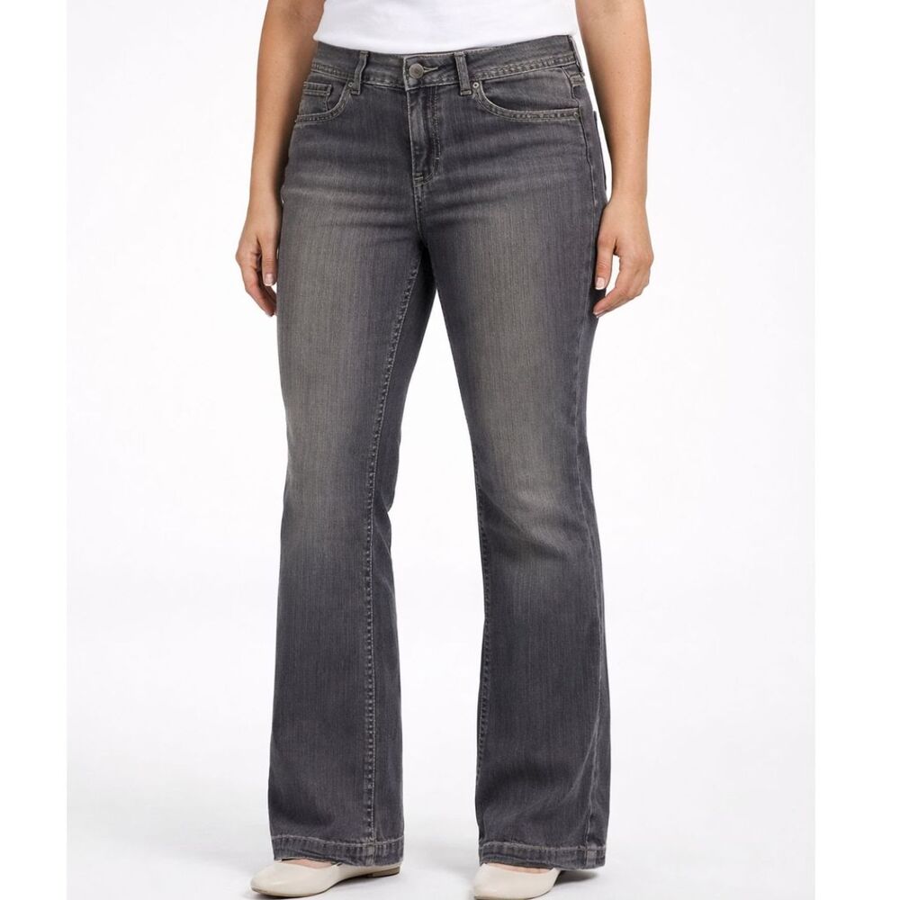 Three Clothing Co Gray Bootcut Jeans Womens 10 Gray Wash Stretch Embroidered